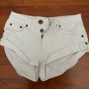 White One Teaspoon Bandit Shorts